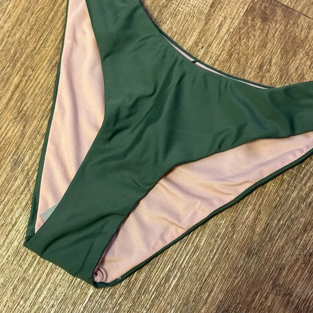 J. Crew Green Curved Waist Cheeky Bikini Bottom Size XS